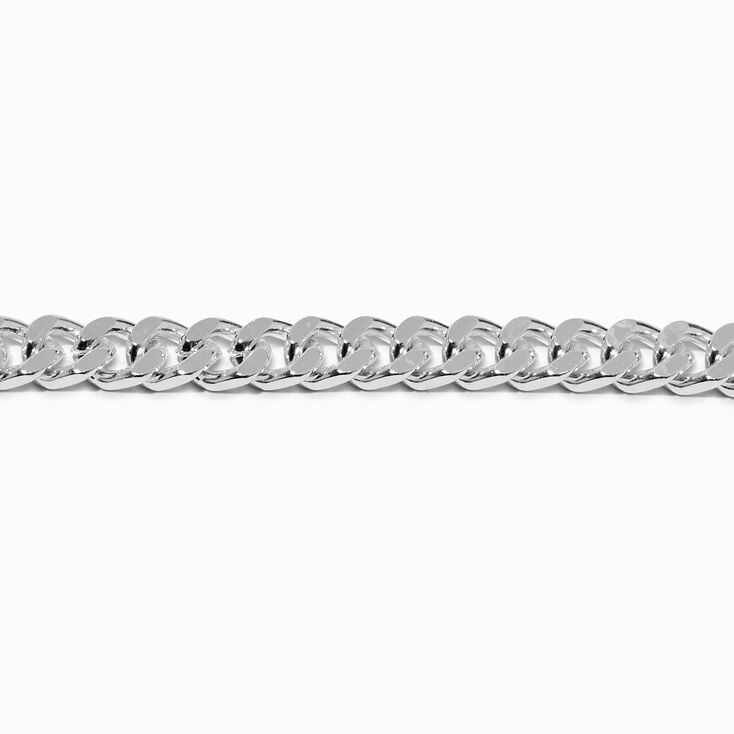 Silver-tone Flat Curb Chain Bracelet,