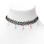 Mushroom Charm Tattoo Choker Necklace - Black,