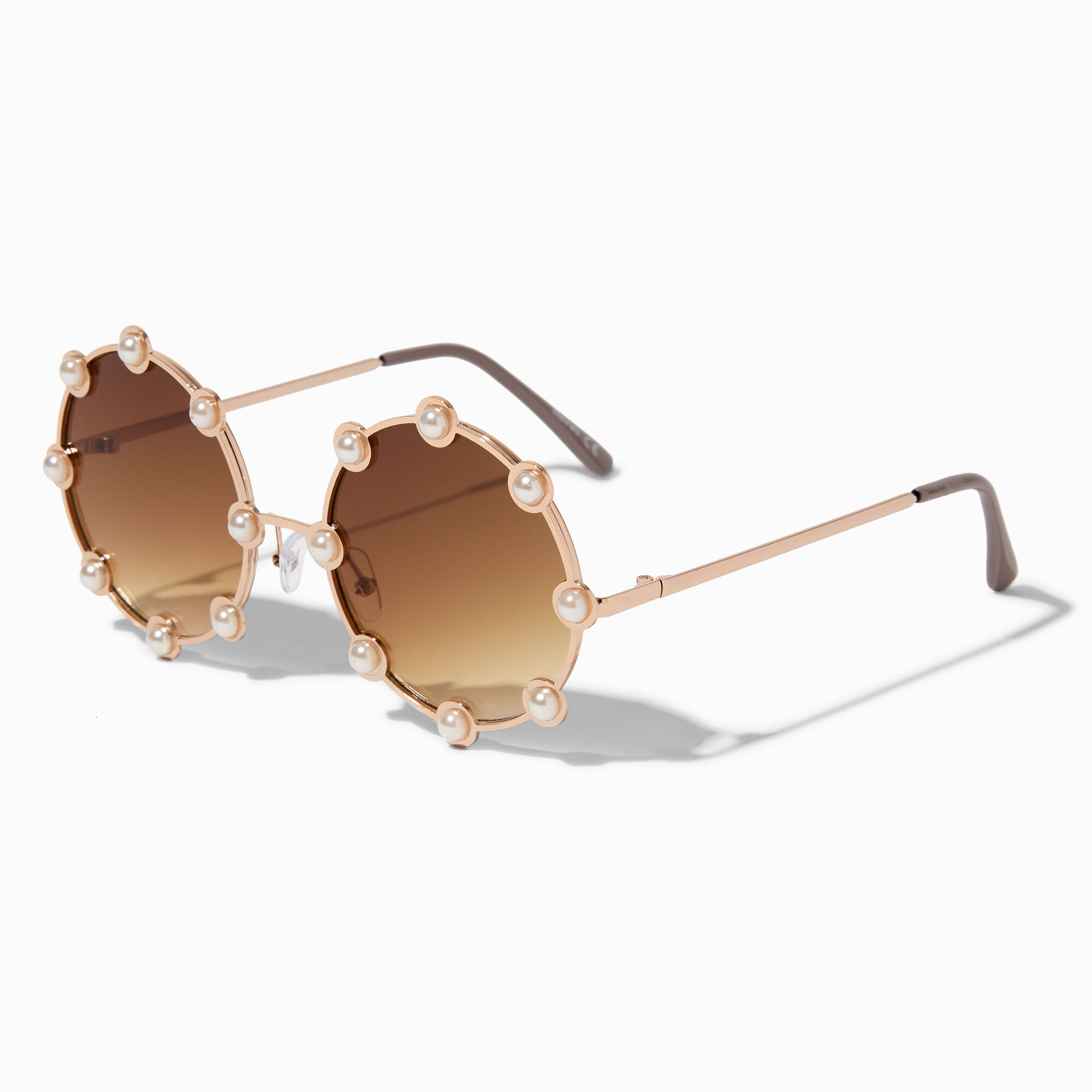 Gold Round Pearl Frame Sunglasses Claire s US