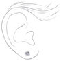 Silver-tone Cubic Zirconia 3mm, 4mm, &amp; 5mm Round Stud Earrings - 3 Pack ,