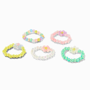 Claire&#39;s Club Daisy Beaded Stretch Rings - 5 Pack,