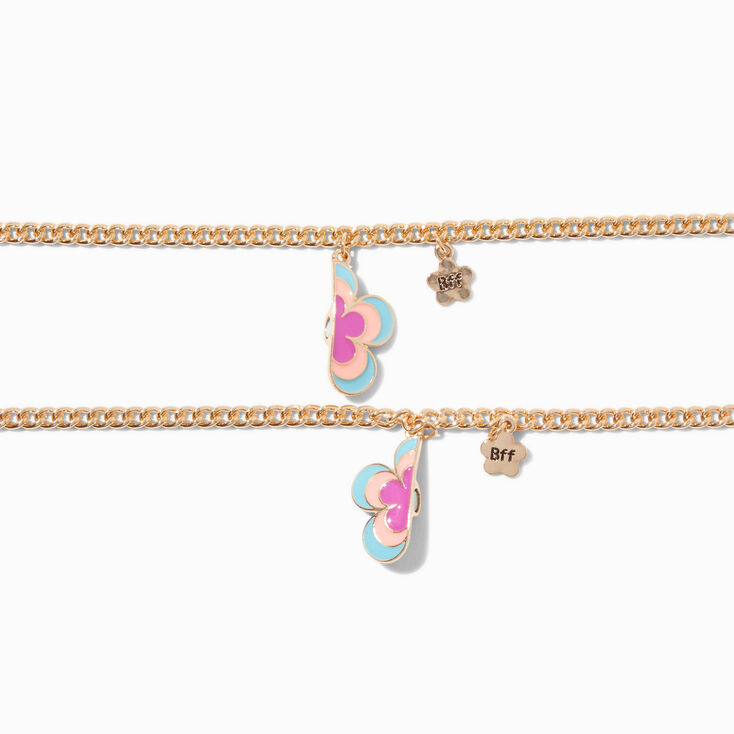 Best Friends Gold-tone Split Flower Charm Bracelets - 2 Pack,