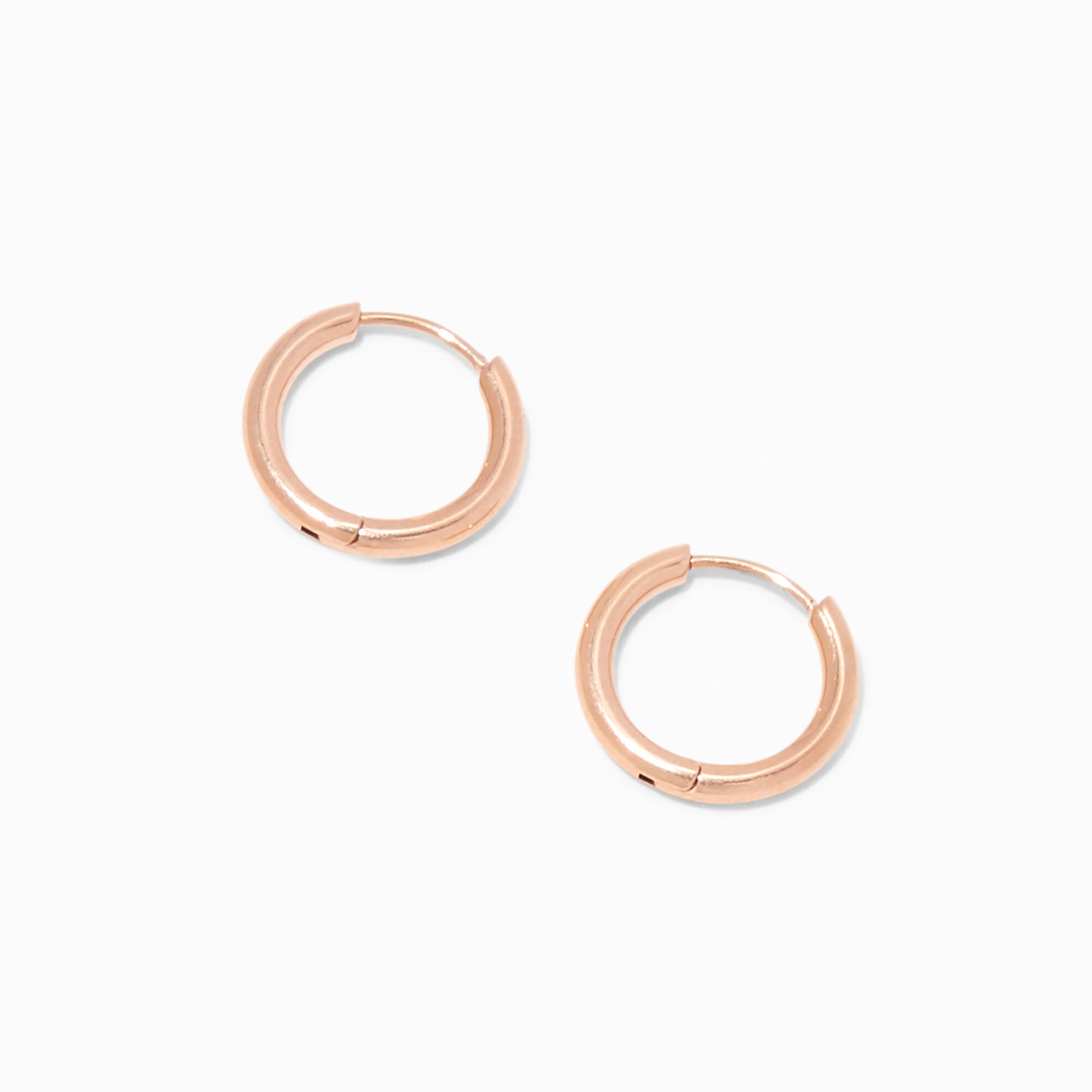 View C Luxe By Claires Rose Titanium 10MM Tube Hoop Earrings Gold information