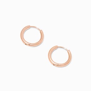 C LUXE by Claire&#39;s Rose Gold Titanium 10MM Tube Hoop Earrings,