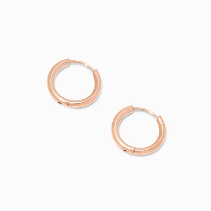 C LUXE by Claire&#39;s Rose Gold Titanium 10MM Tube Hoop Earrings,