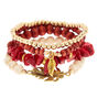Desert Bead Stretch Bracelets - Red, 4 Pack,
