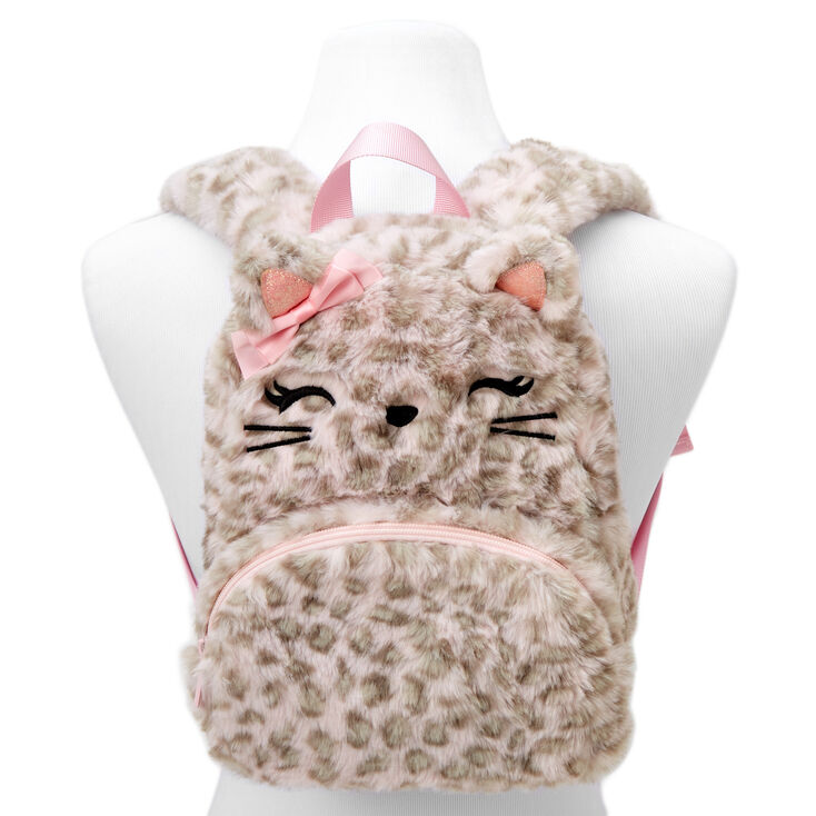 Claire&#39;s Club Furry Pink Cat Small Backpack,