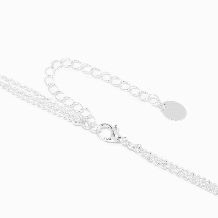 White Pearl Butterfly Silver Multi-Strand Necklace,