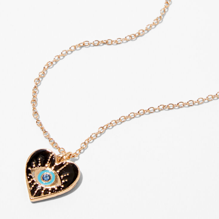 Black Evil Eye Heart Pendant Necklace,