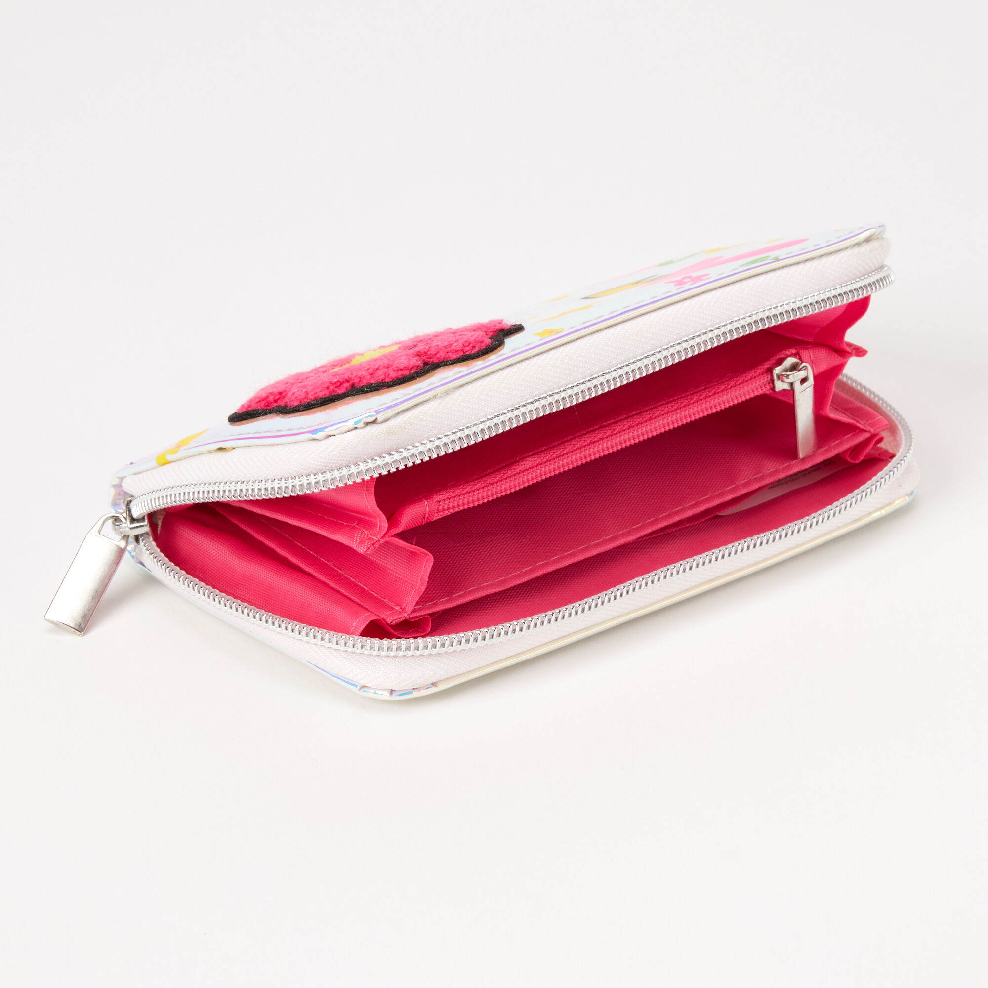 Rainbow Floral Heart Wristlet - White,