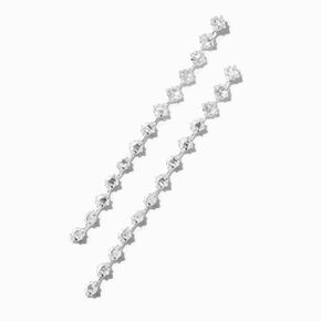 Silver-tone Cubic Zirconia Snake Diamond 3.5&quot; Linear Drop Earrings,
