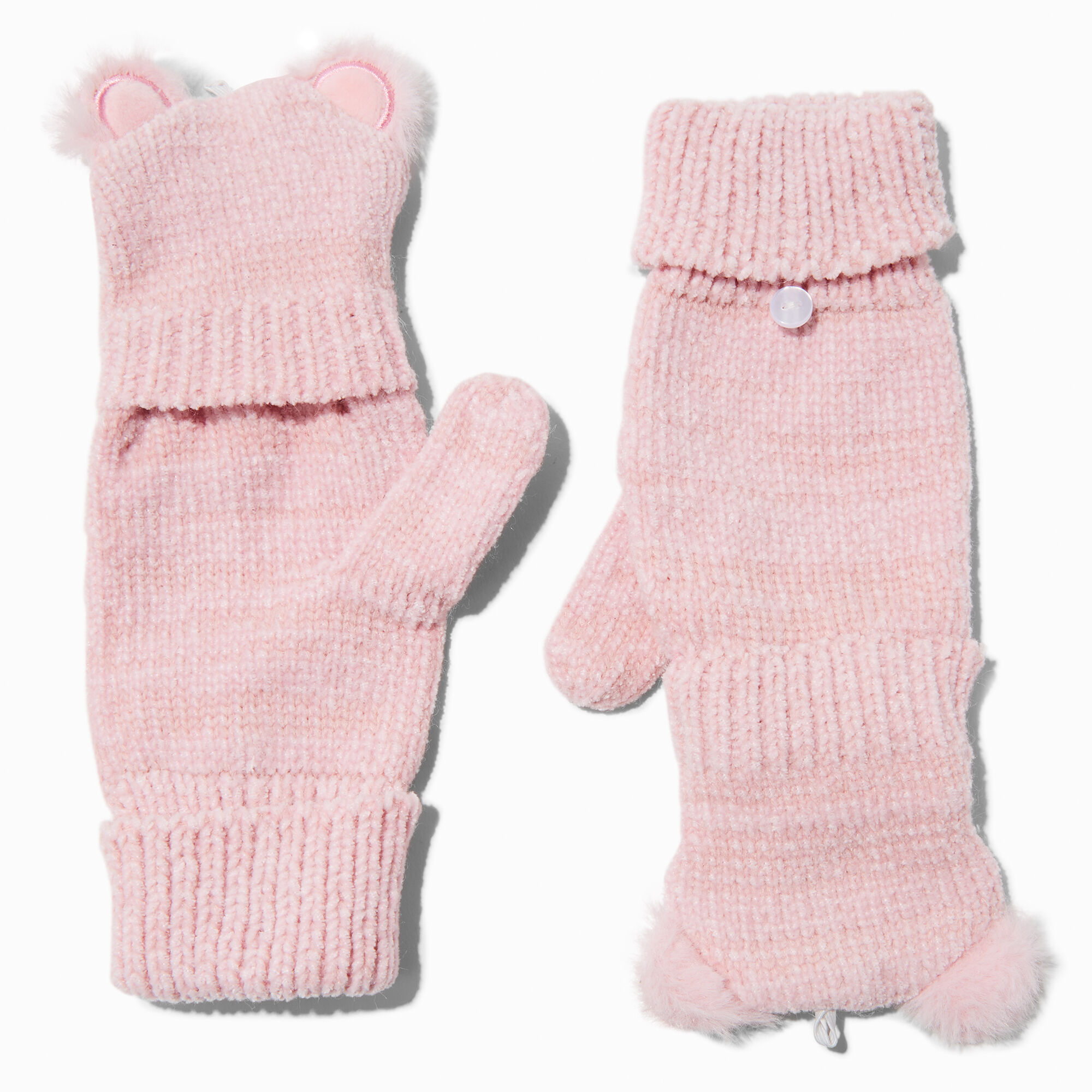 Claire's Club Pink Bear Convertible Gloves,