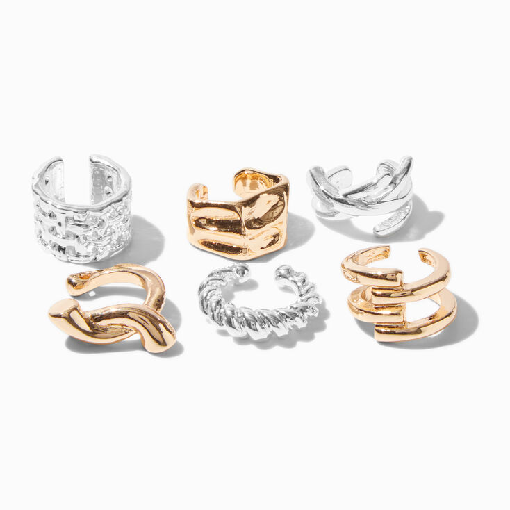 Manchettes d&#39;oreilles empilables en m&eacute;taux mixtes - Lot de 6,