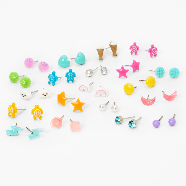 Neon  Glow in the Dark Stud Earrings - 20 Pack,