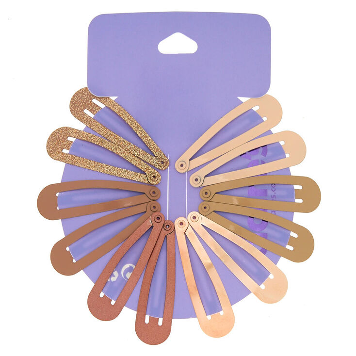 Claire's Lot de 12 barrettes clic clac pour cheveux à paillettes couleur doré rose