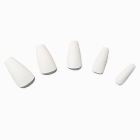 Matte White Squareletto Vegan Faux Nail Set - 24 Pack,