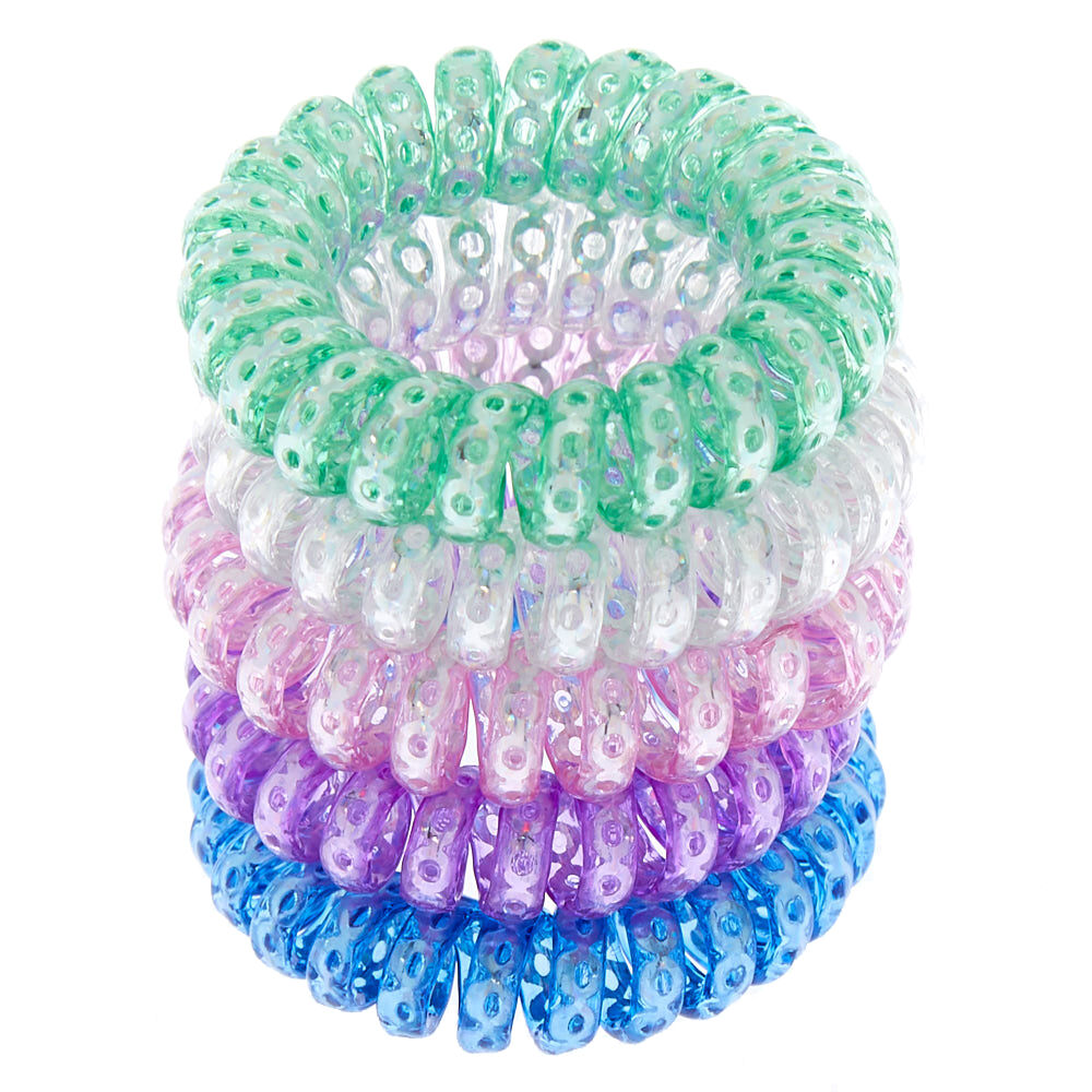 Sequin Pastel Mini Spiral Hair Bobbles - 5 Pack,