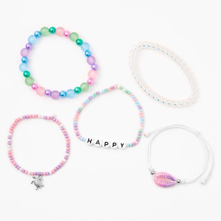 Sea Life Beaded Stretch Bracelet Set - 5 Pack,