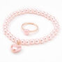 Claire&#39;s Club Rose Gold Pink Pearl Heart Jewelry Set - 3 Pack,