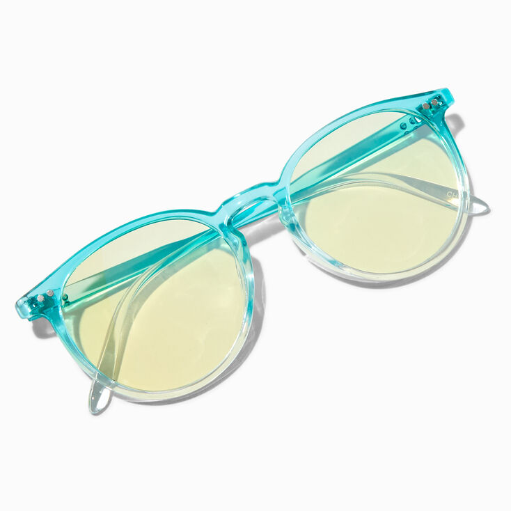 Lunettes &agrave; verres transparents r&eacute;tro d&eacute;grad&eacute; bleu avec r&eacute;duction de la lumi&egrave;re bleue,