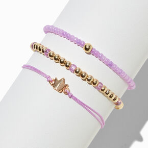 Purple &#39;&#39;Strength&#39;&#39; Inspiration Beaded Bracelet Set - 3 Pack,