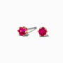 Fuchsia Cubic Zirconia 4mm Round Stud Earrings,