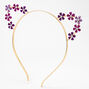 Gold Flower Cat Ears Headband - Purple,