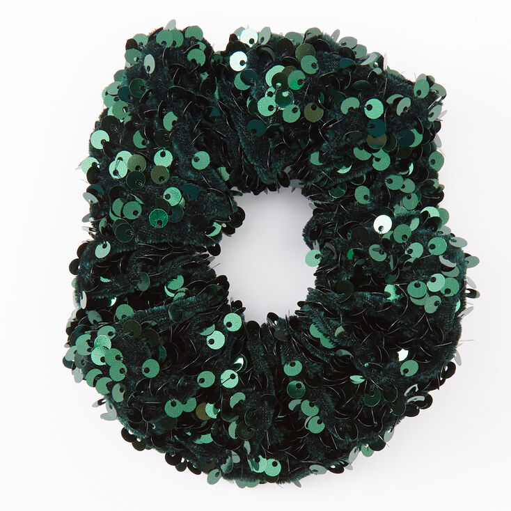 Claire's Chouchou à sequins vert émeraude de taille moyenne