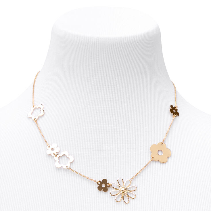 Gold Daisy Links Chain Necklace,