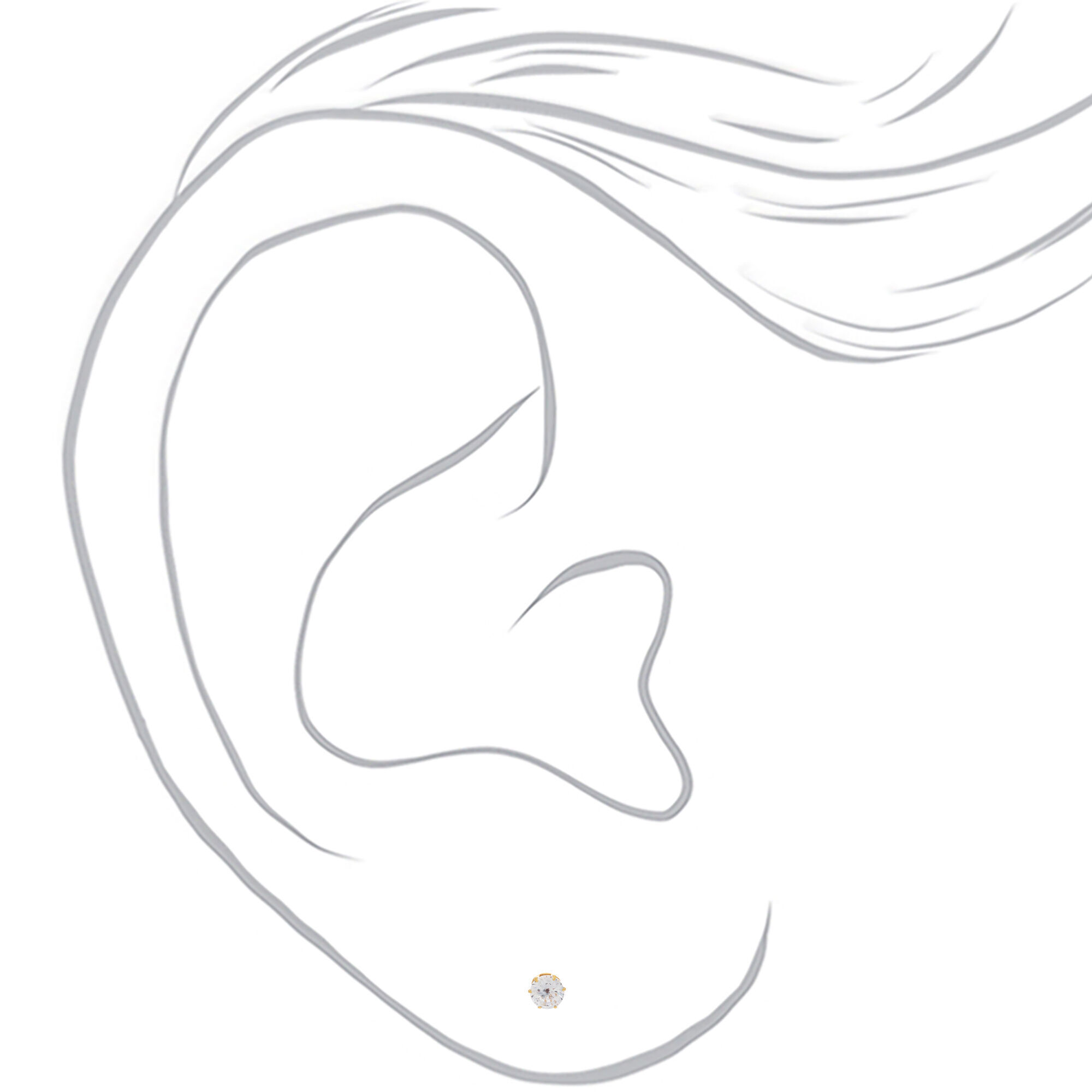 C LUXE by Claire's Gold-tone Titanium Cubic Zirconia 5mm Round Stud Earrings