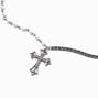Hematite Pearl Cross Pendant Necklace ,