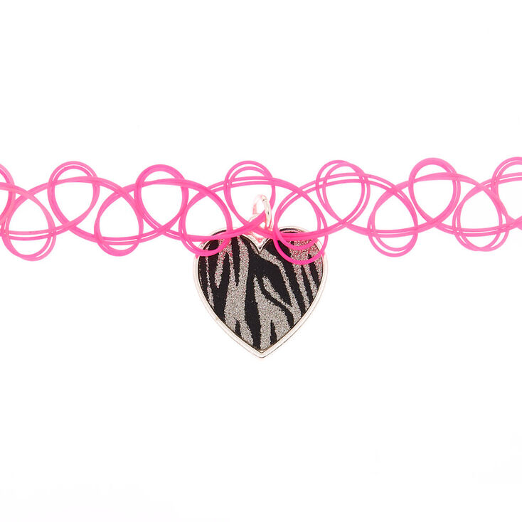Rainbow Zebra Tattoo Choker Necklace,