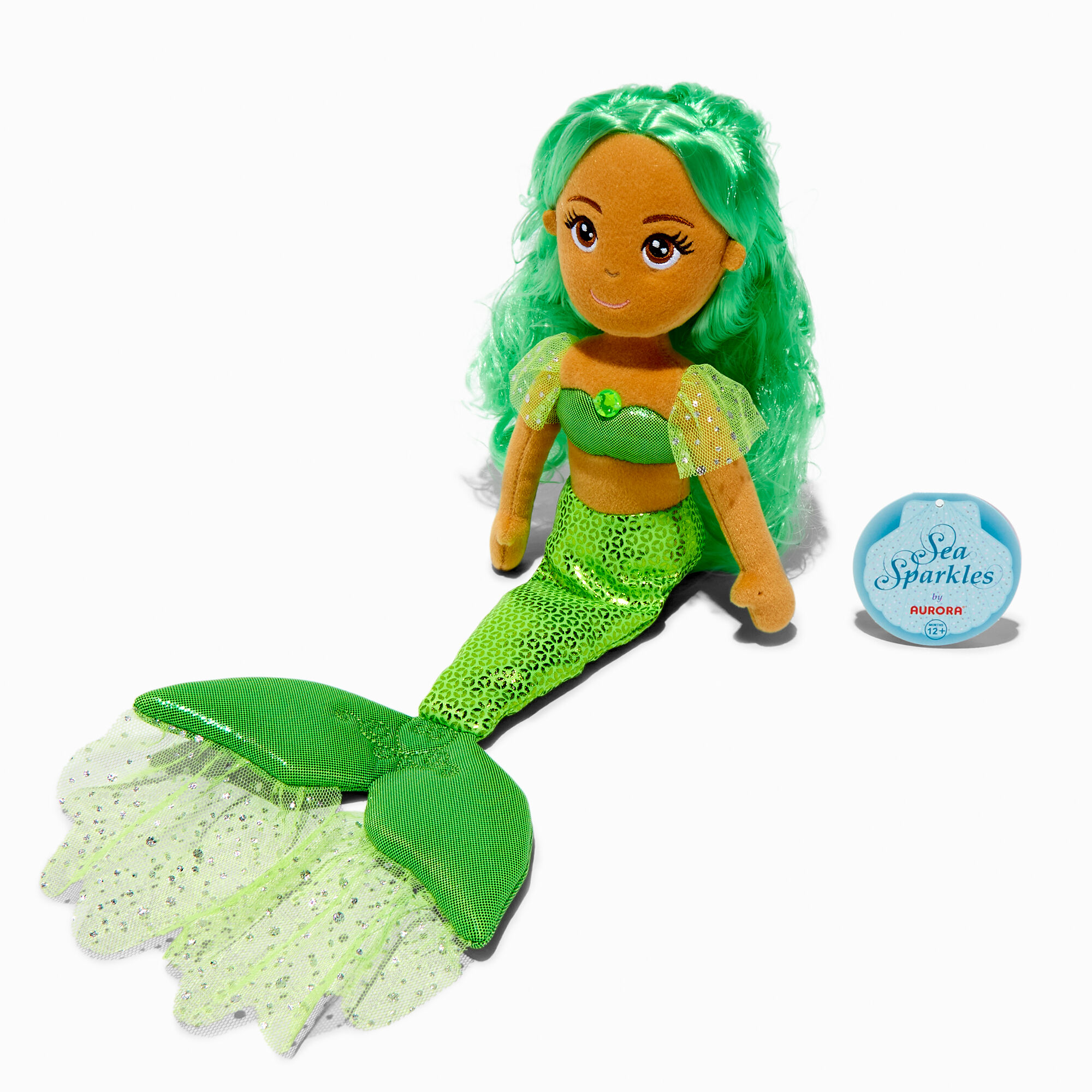 View Claires Sea Sparkles Emerald Mermaid Plush Toy Green information