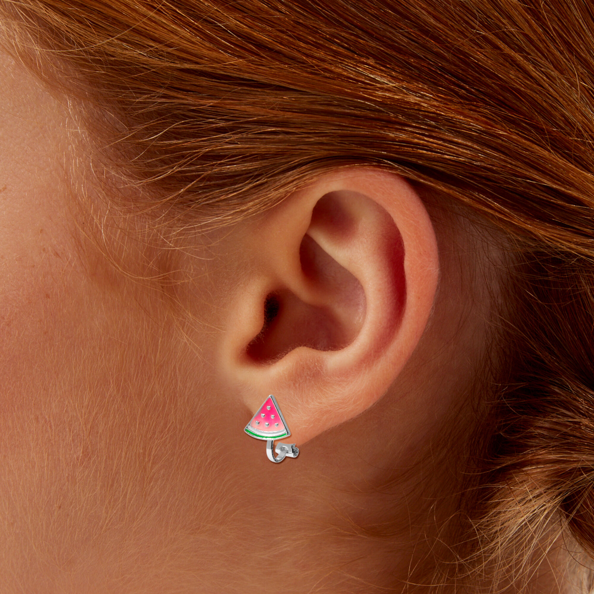 Pink UV Colour-Changing Watermelon Clip-On Earrings,