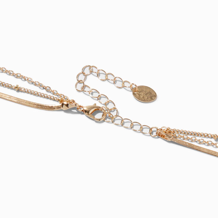 Baguette Crystal Pendant Gold-tone Multi-Strand Necklace,