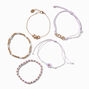  Purple &quot;Love&quot; &amp; Flower Bracelet Set - 5 Pack,