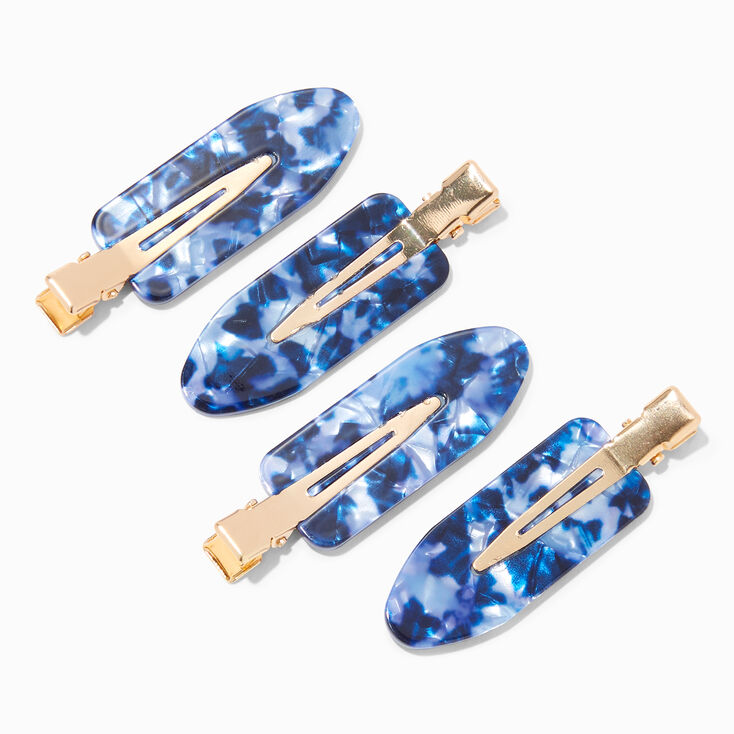 Blue Tortoiseshell No Crease Hair Styling Clips - 4 Pack,