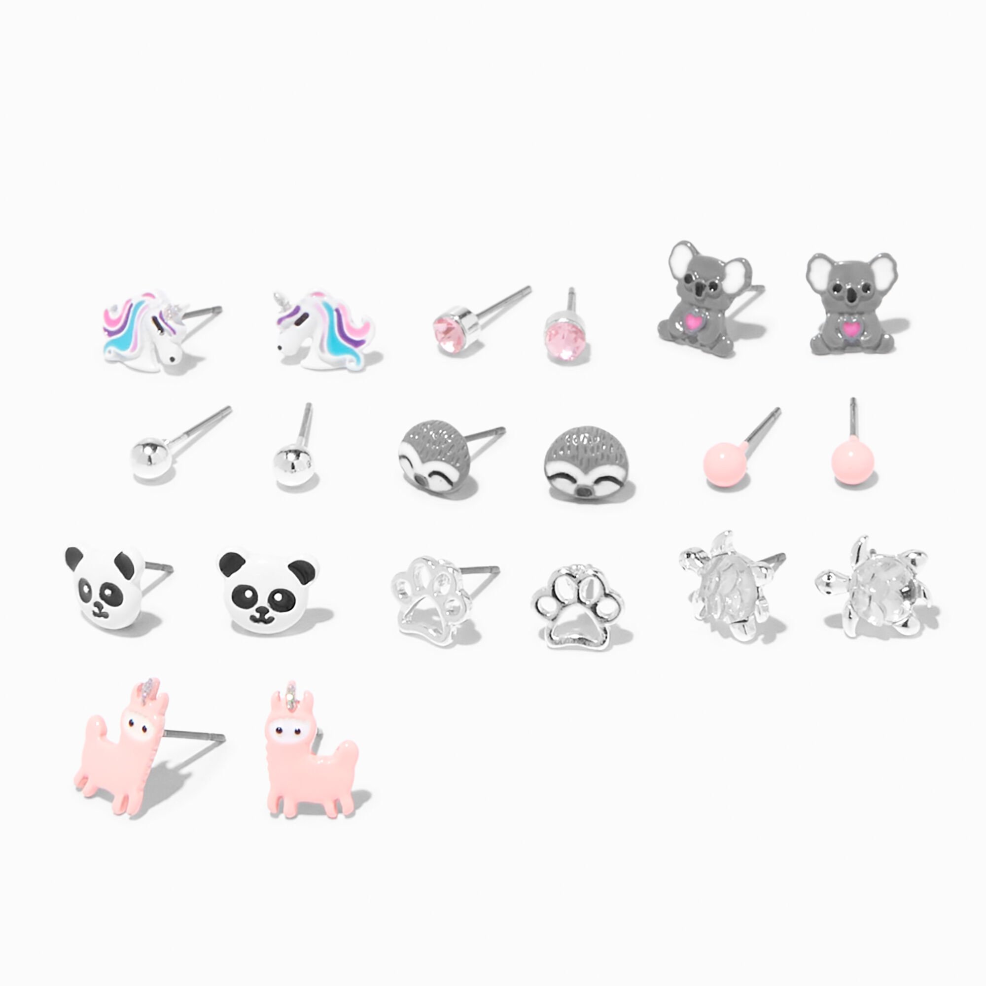 Adorable Animal Stud Earrings Pink 10 Pack Claire s US