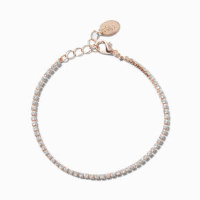 Rose Gold-tone Cubic Zirconia Tiny Tennis Bracelet,