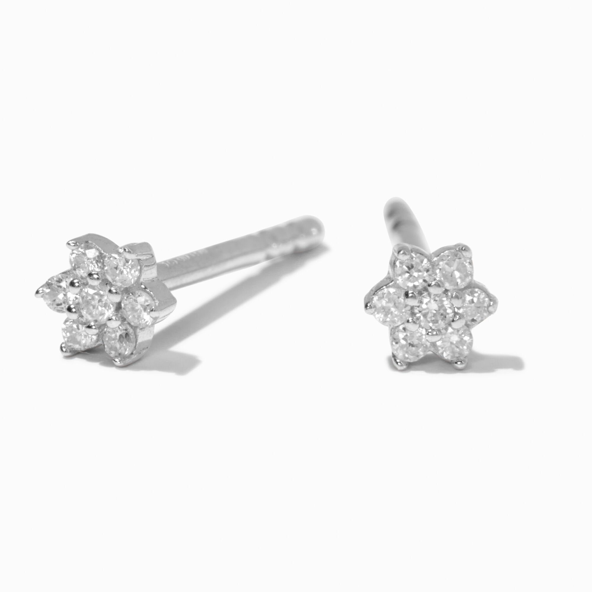 View C Luxe By Claires 110 Ct Tw Laboratory Grown Diamond Flower Stud Earrings Silver information