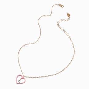 Pink Heart Initial Pendant Necklace - L,