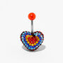 Red 14G Fireball Pride Heart Belly Ring,