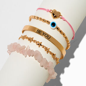 T H E M E x Claire&#39;s &#39;&#39;Be You&#39;&#39; Evil Eye Beaded Bracelet Set - 5 Pack,