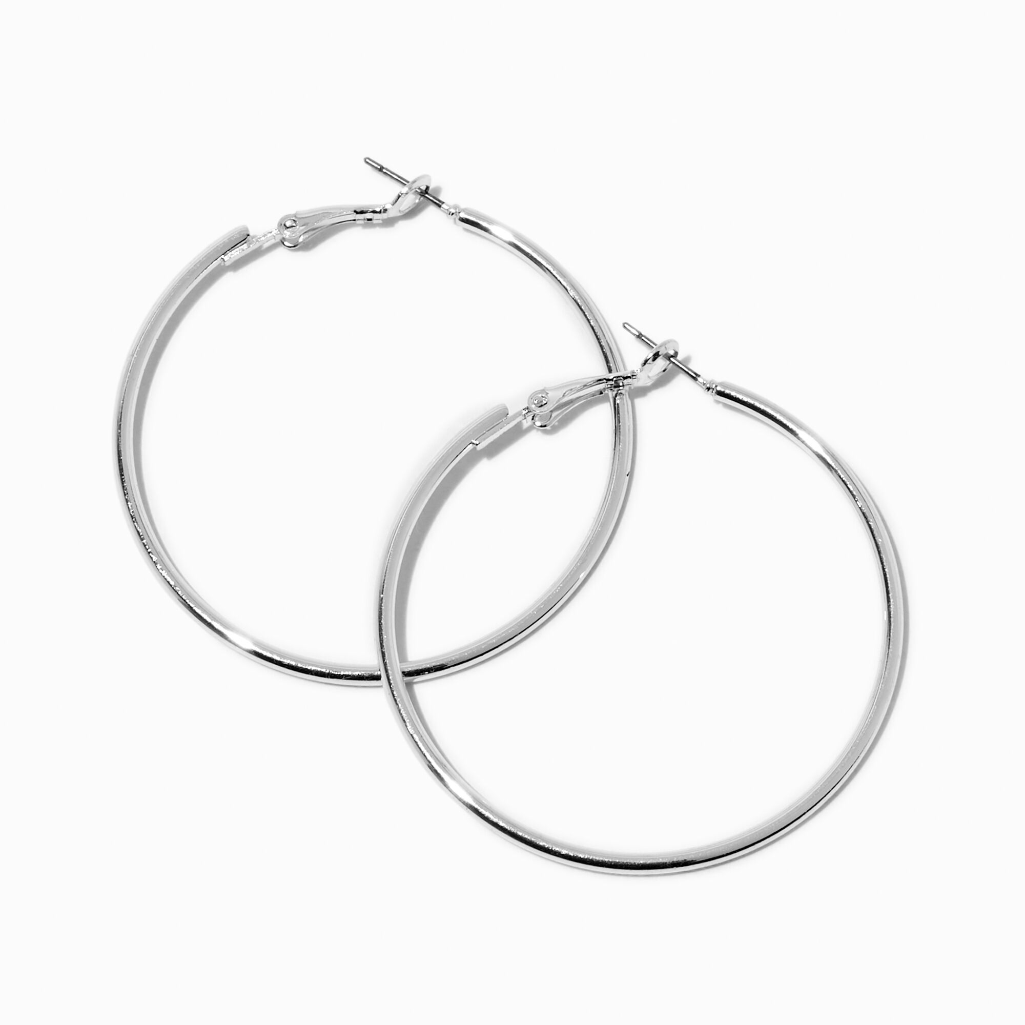Silver Large 50mm Hoop Earrings,