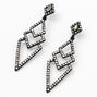 Jet Black 2.5&quot;  Embellished Art Deco Drop Earrings,