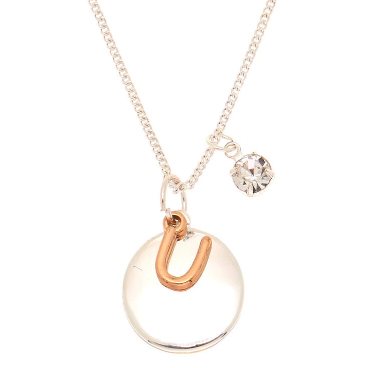 Claire's Collier à pendentif breloque à initiale U en métaux mixtes