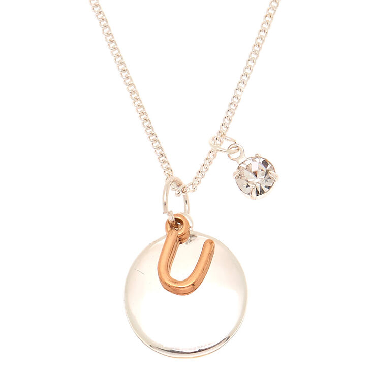 Claire's Collier à pendentif breloque à initiale U en métaux mixtes