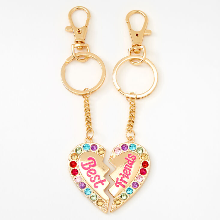 Best Friends Rainbow Gem Heart Keychain - 2 Pack,