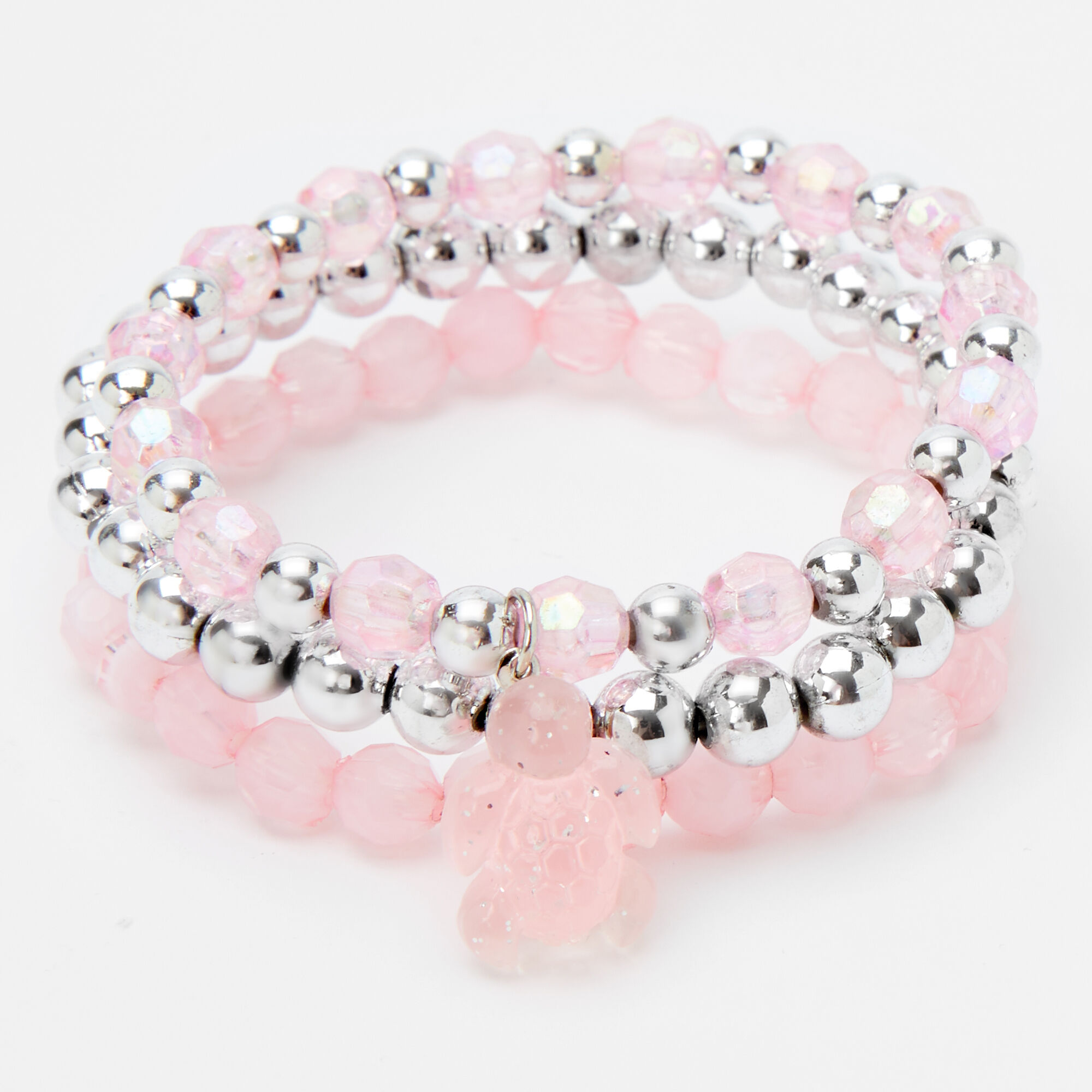 Claire's Club Turtle Beaded Stretch Bracelets - Pink, 3 Pack,