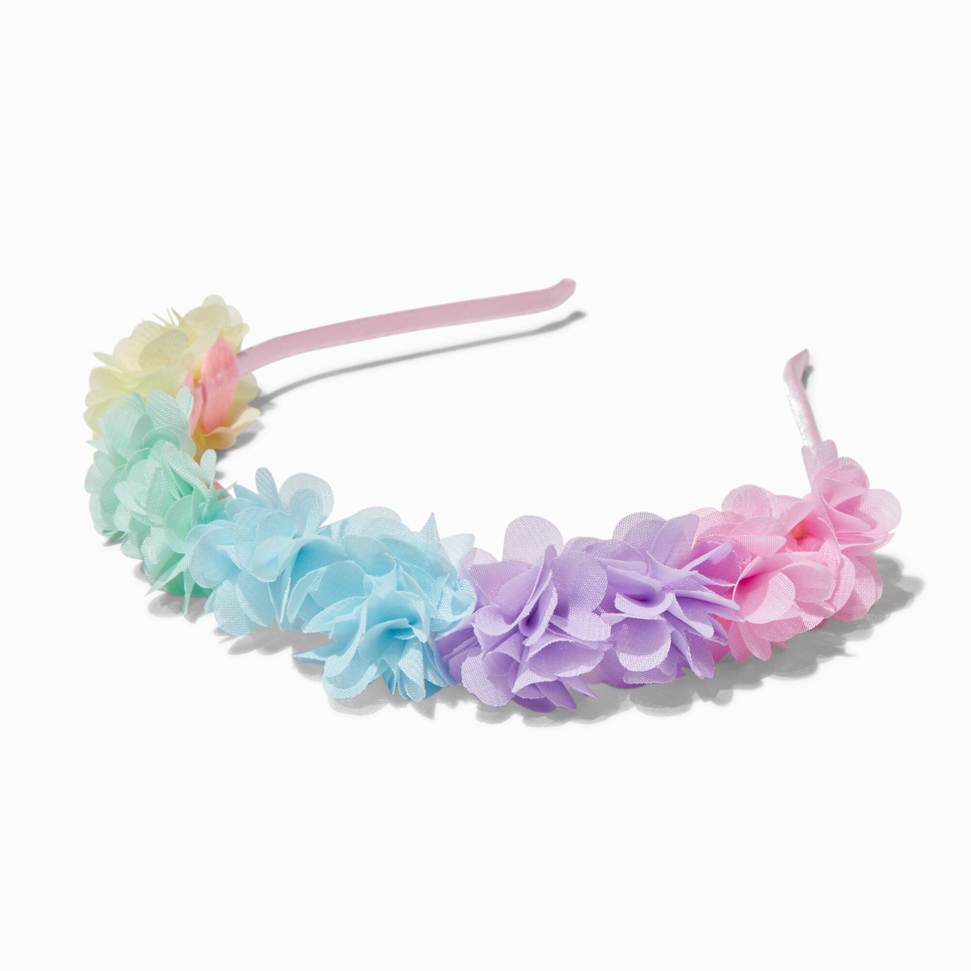 View Claires Club Pastel Flower Headband Rainbow information